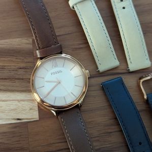 Women's Fossil Watch with Interchangeable Leather Bands